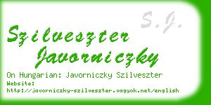 szilveszter javorniczky business card